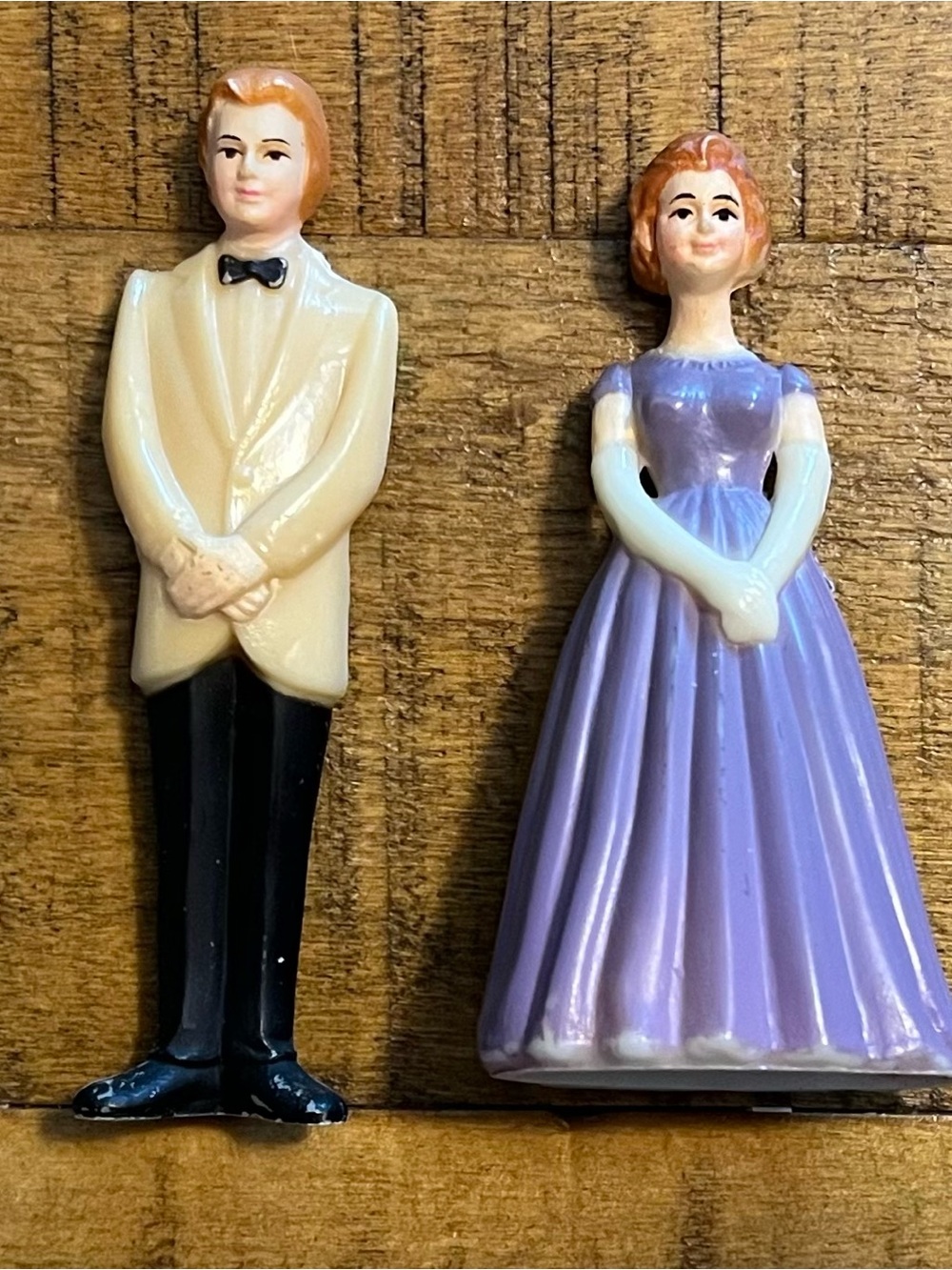 Vintage MCM Groom and Bride Bridesmaid Cake Toppers Plastic